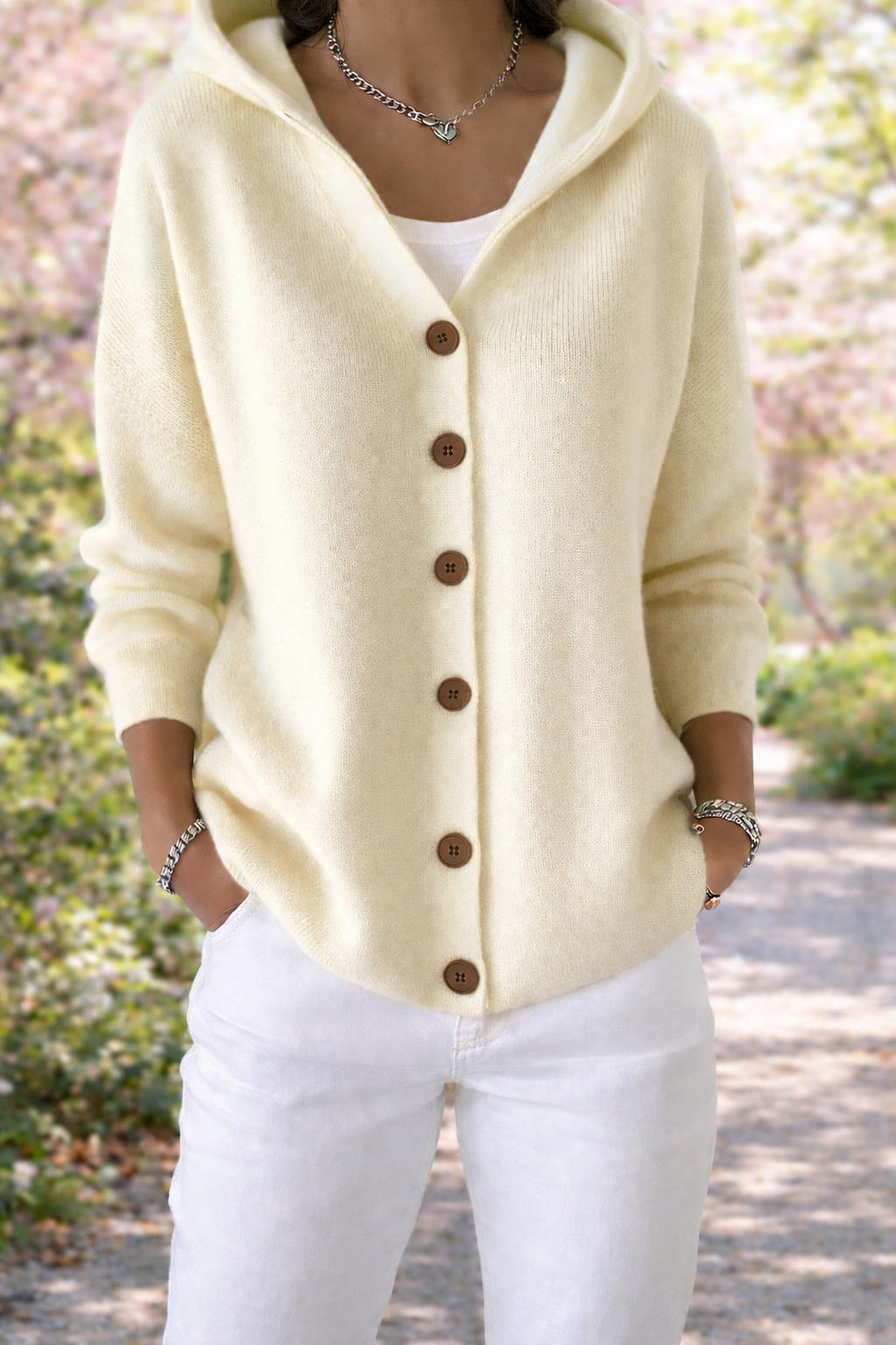 Cardigan in cotone donna chiusura con bottoni