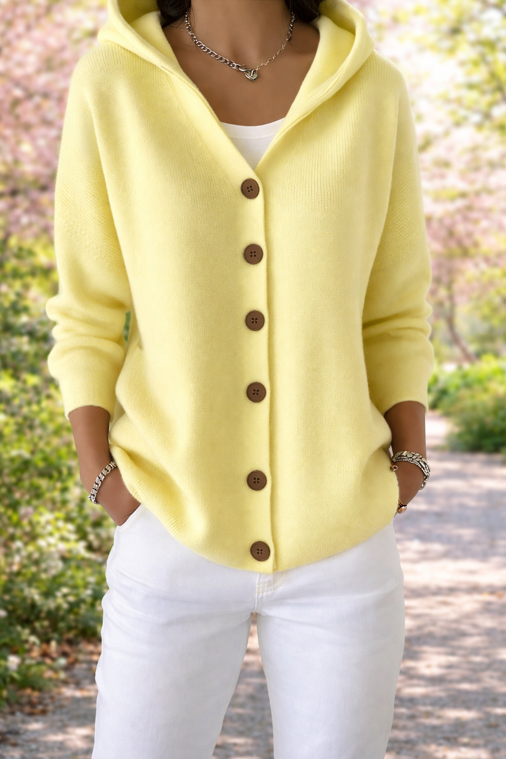 Cardigan in cotone donna chiusura con bottoni